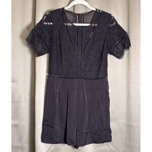 Sugar + Lips Black Lace Top Shorts Romper Jumpsuit Size Large NWT